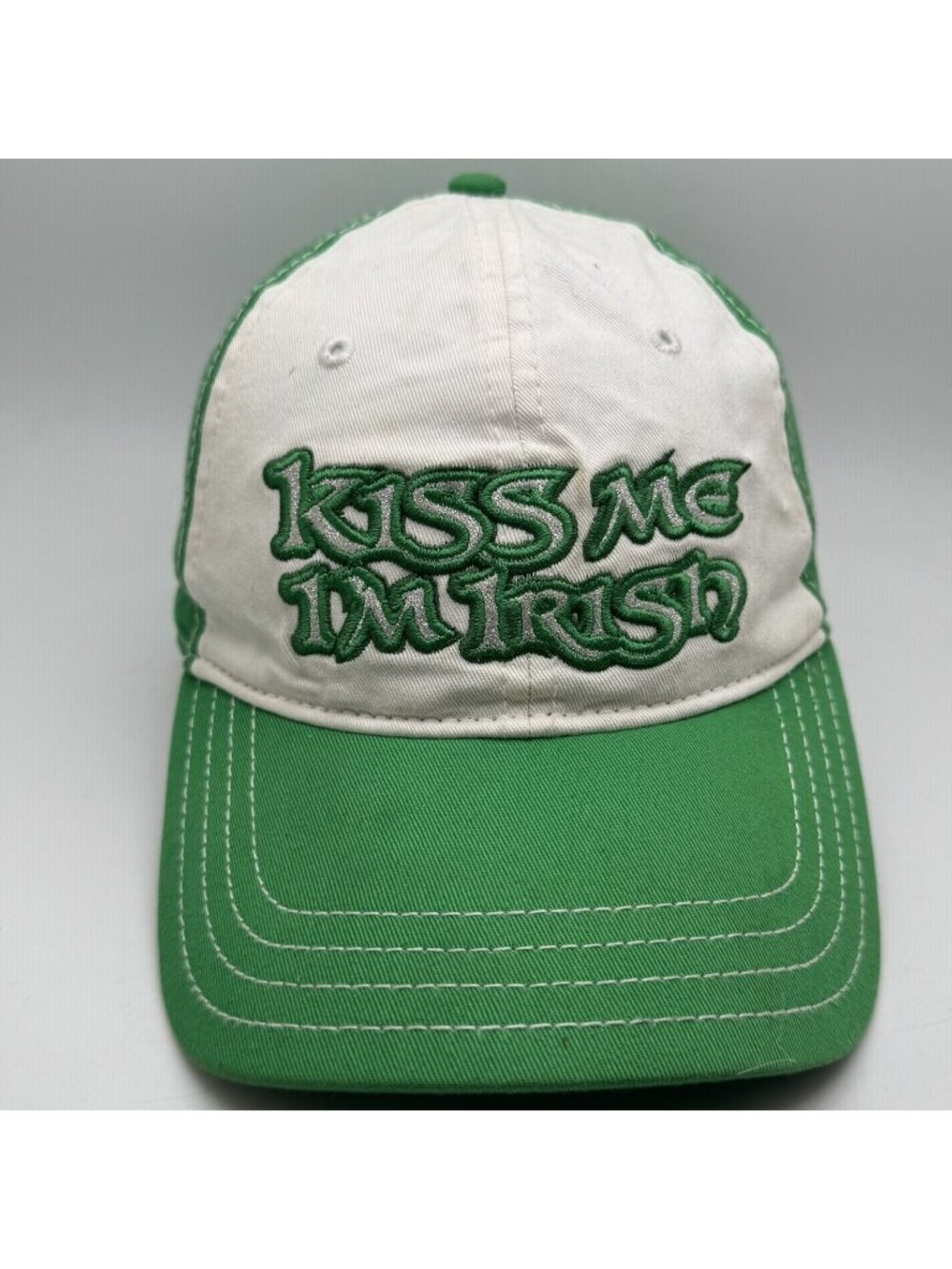 Infinity Headwear Kiss Me I'm Irish Baseball Cap Hat Green White Adjustable St